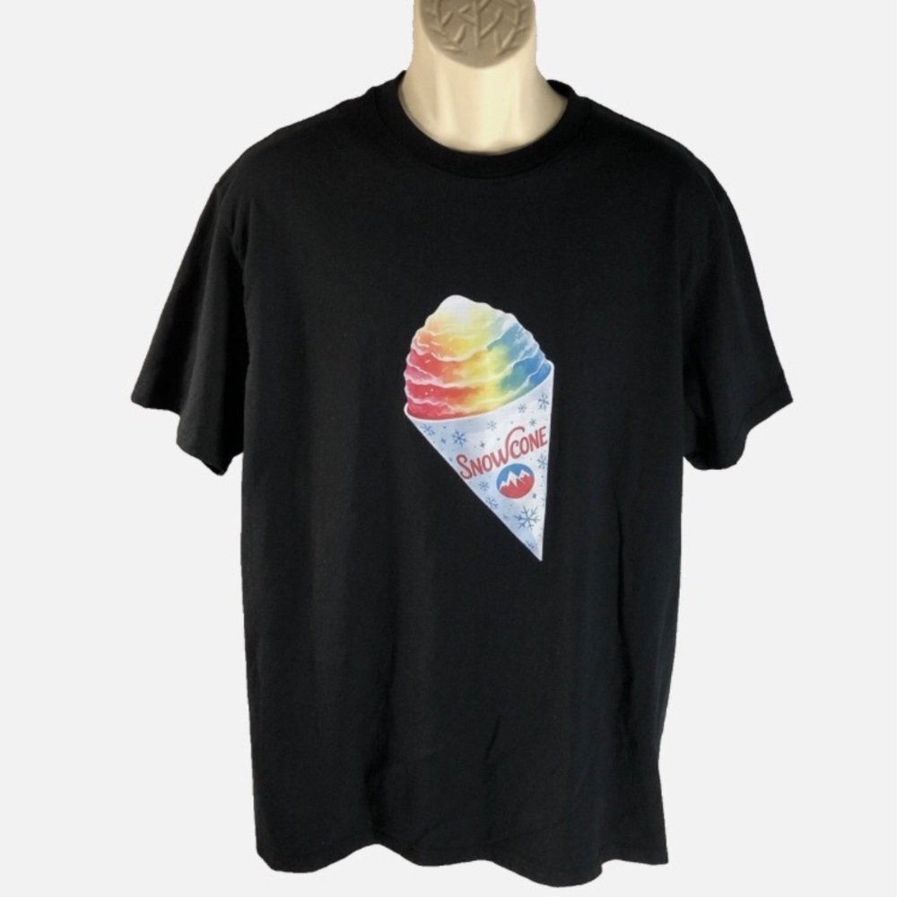 Retro Rainbow Snow Cone Tee T shirt sz XL Black Snow cone NWOT